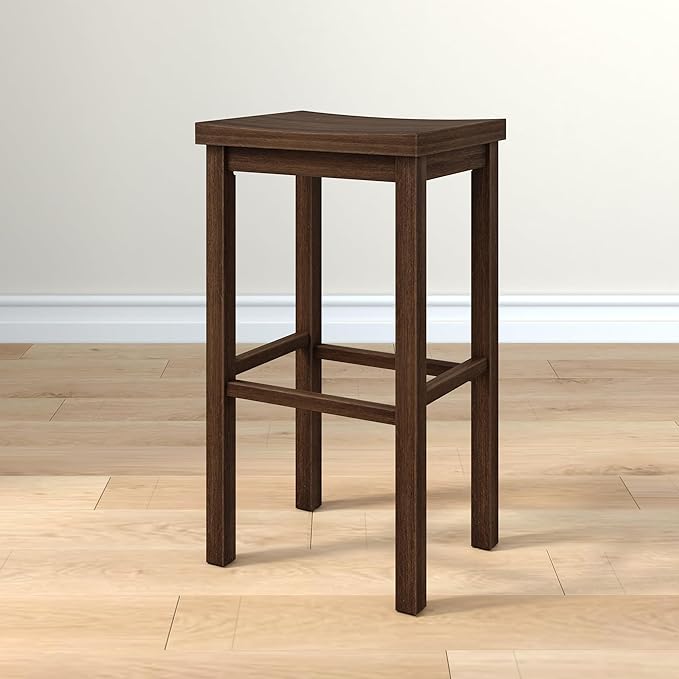 Grain & Grove Smith Collection Solid Wood Bar Stool, 30 inch Saddle-Seat Bar by GrainGrove