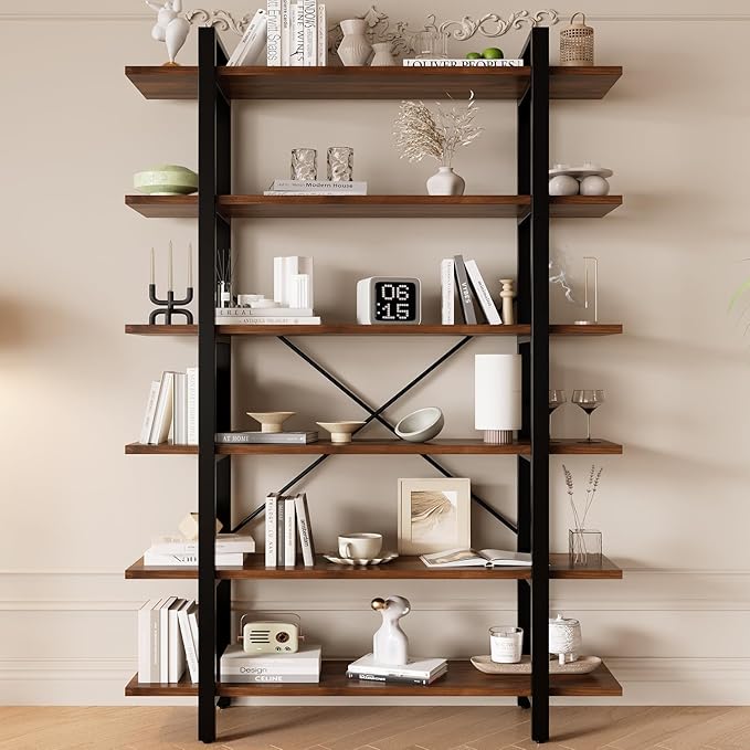 Solid Wood core Industrial Style Bookcase, Bookshelf - Image 5