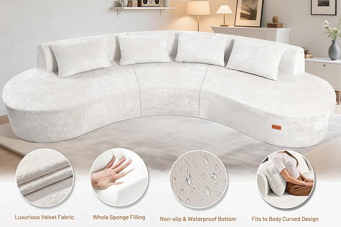 Homguava 130'' Modular Sectional Sofa, Curved Modern Sofa - Image 5