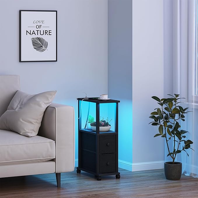 TUTOTAK Small Narrow End Tables, LED Side Tables - Image 6