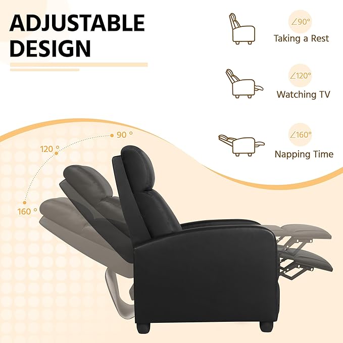 Yaheetech Recliner Chair PU Leather Recliner Sofa Home Theater Seating - Image 4