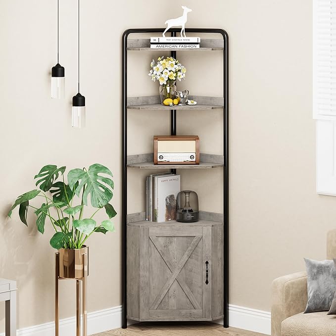 IDEALHOUSE 70.9 Inch Corner Cabinet 5-Tier Tall Corner Cabinet Farmhouse - Image 6