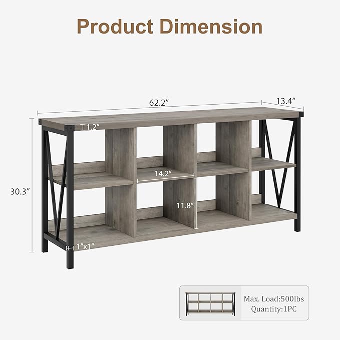 GarveeHome 8 Cube Storage Organizer Bookshelf, 3 Tier Metal Horizontal Bookcase - Image 2