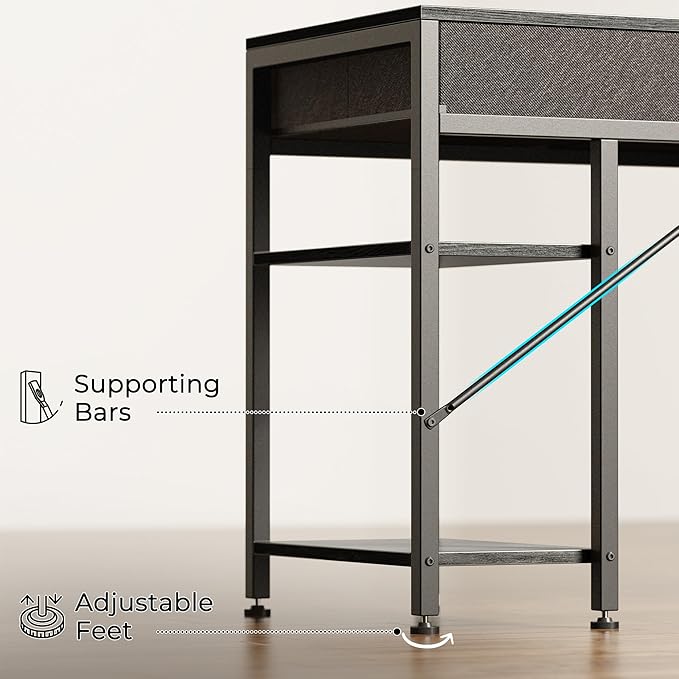 Huuger Computer Desk with 6 Drawers, 47 Inch Office Desk with Shelves, - Image 9