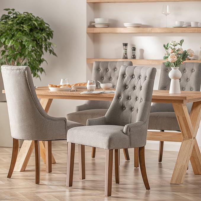 COLAMY Wingback Upholstered Dining Chairs Set of 6, Fabric Side Dining Room - Image 2