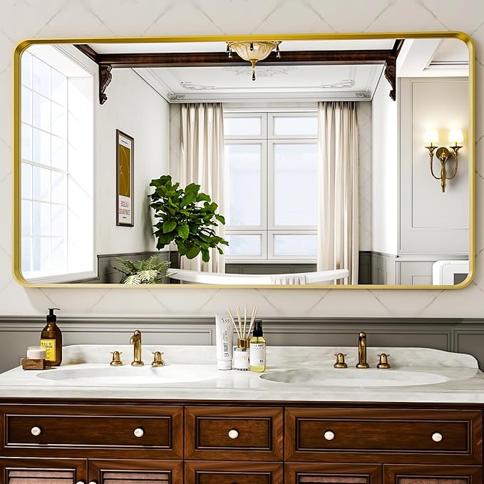 55"x 30" Gold Bathroom Mirror - Image 2