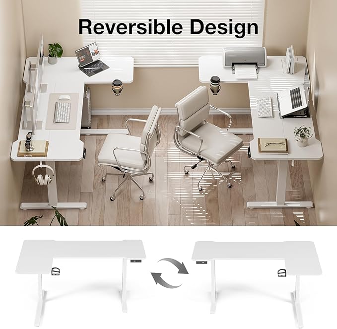59 Inch L Shaped Standing Desk Adjustable Height, Electric Corner Standing Desk - Image 5