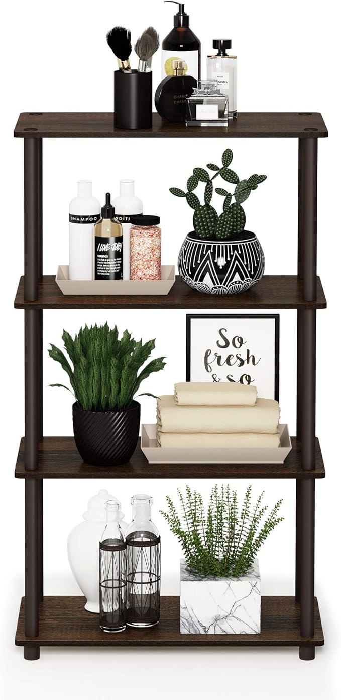 Furinno Turn-N-Tube 4-Tier Multipurpose Shelf Display Rack, Round Tubes - Image 5