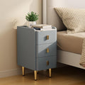 Narrow Nightstand with Drawers, Narrow Side Table Leather, Small Bedside Tables by AQIMUELE-Solidwoodfurniture