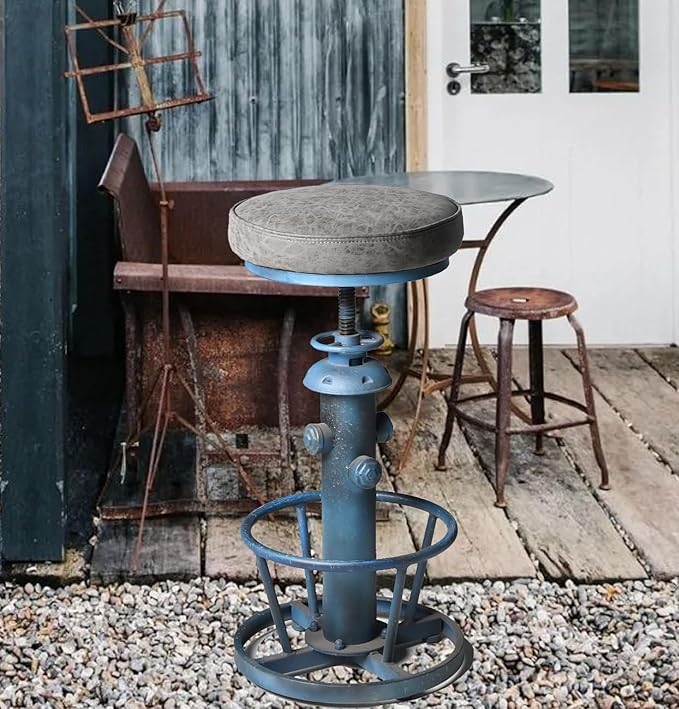 Topower American Antique Industrial Round Bottom Adjustable Height Cafe Coffee by Topower