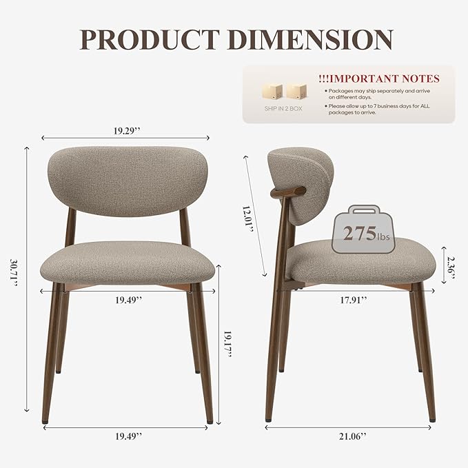 Dining Chairs Set of 4, Ergonomic Fabric Upholstered Seating - Image 2