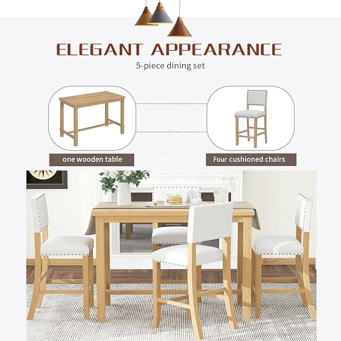 Ball & Cast 5 Piece Wood Dining Table Set - Image 7