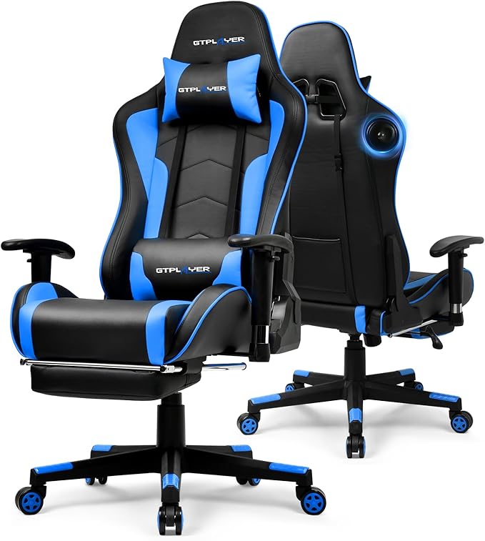 GTPLAYER Gaming Chair with Bluetooth Speakers and Footrest, Ergonomic Gamer by GTPLAYER