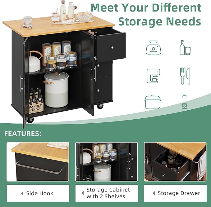 Shintenchi Rolling Kitchen Island Cart - Image 6