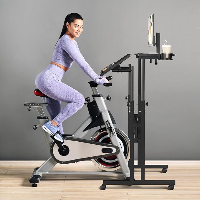Small Standing Desk with Wheels, Tall Mobile Stand Up Table, Portable Standing - Image 2