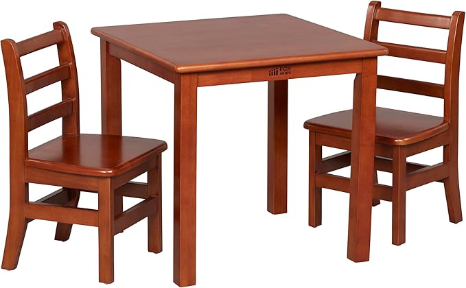 ECR4Kids 24in x 24in Hardwood Table and Chair Set, 12in Seat Height, Kids by ECR4Kids