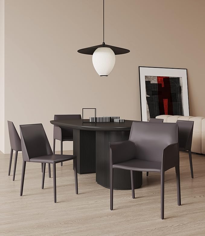 Manhattan Comfort Paris 8-Piece Leather Dining Chair and Armchair Set, - Image 2