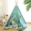 Teepee Tent for Kids with Mat, Star Lights, Carry Case, Cotton Canvas Playhouse by RONGFA