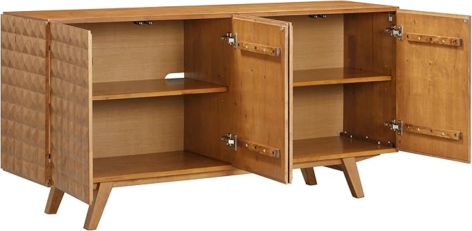NTC Sapa Mid-Century Modern Solid Wood Sideboard – 4-Door Accent Buffet Cabinet - Image 4