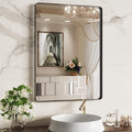 WEER Black Bathroom Mirror 22X30 Inch, Rounded Rectangle Matte Black Bathroom by WEER