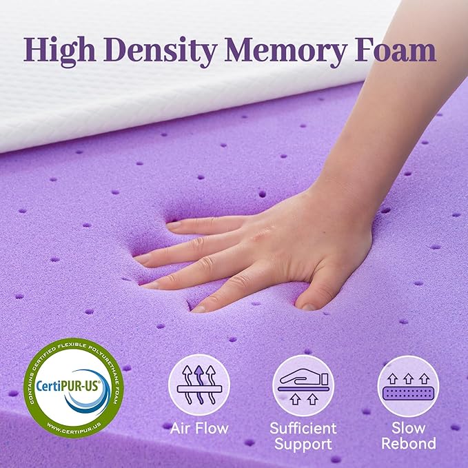 SINWEEK 2 Inch Gel Memory Foam Mattress Topper King Size, Ventilated High - Image 5