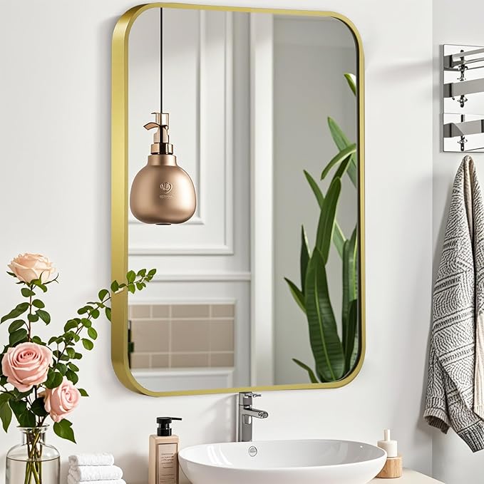 40x30 Inch Gold Mirror, Framed Rectangle Mirror - Image 7