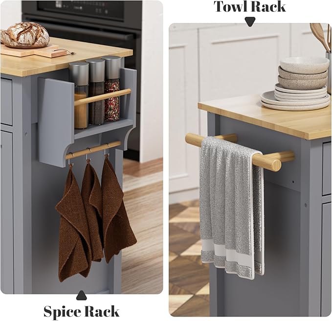 Rovibek Large Kitchen Island on Wheels - Image 5