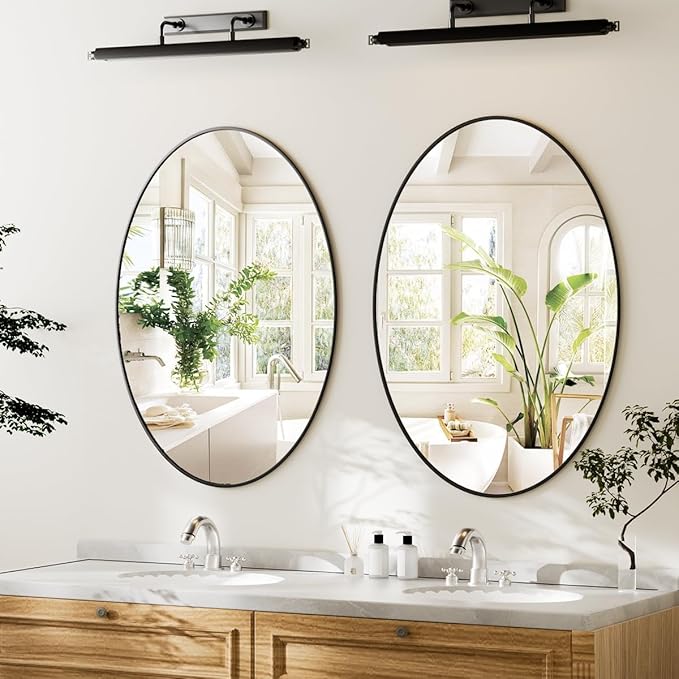 Koonmi Black Oval Bathroom Mirror, Oval Mirror - Image 6