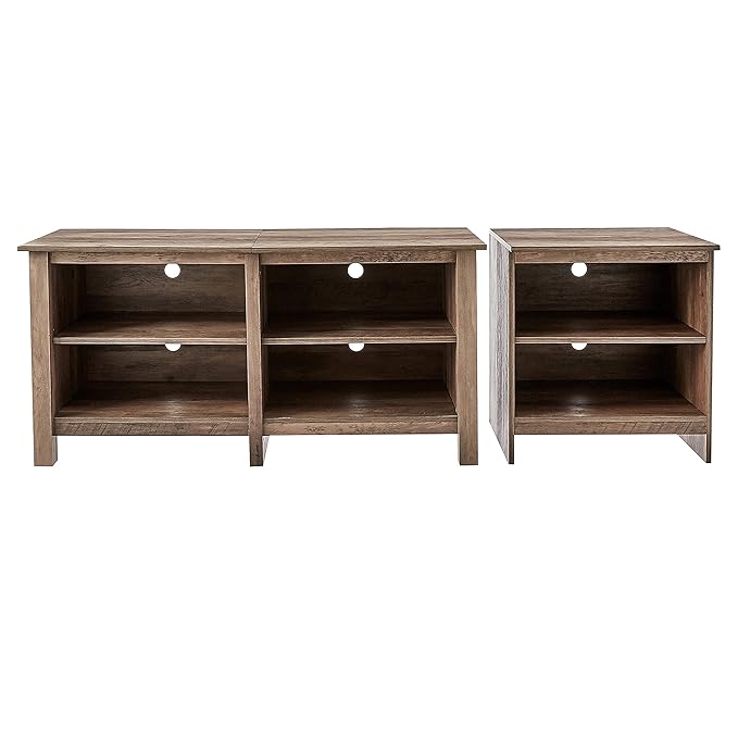 ROCKPOINT 70inch TV Stand Storage Media Console Entertainment Center, Rustic Oak - Image 3