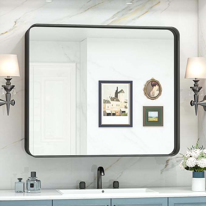 TokeShimi 42x36 Black Bathroom Mirror by RefinedBathroomAccessories
