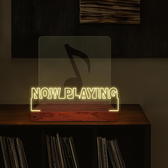 Now Playing Vinyl Record Stand Desktop, Light up Record Holder, Wooden Acrylic - Image 9