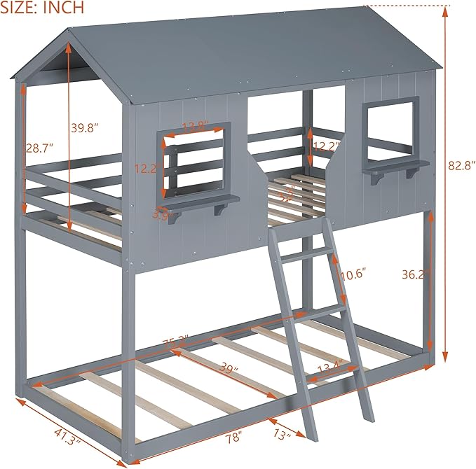 Ball & Cast Twin Over Twin Size Playhouse Bunk Bed - Image 2