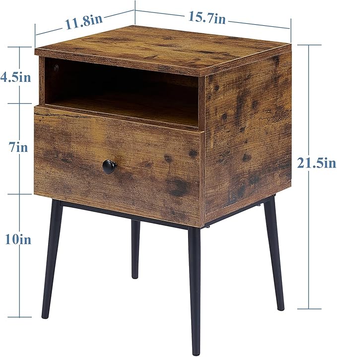 VECELO Modern Nightstands Set of 2, Square End Side Table - Image 3