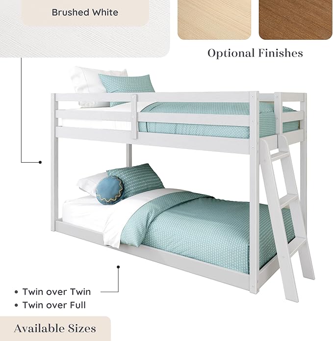 Grain & Grove Bear Twin Over Twin Bunk Bed, Low Bunk Bed Frame - Image 6