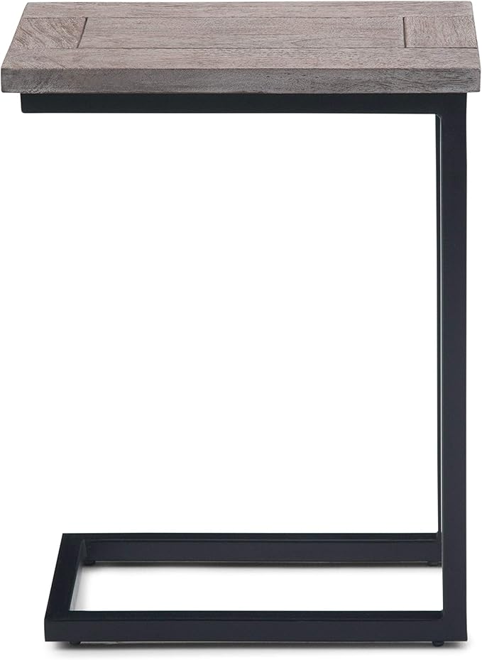 SIMPLIHOME Skyler 18-inch Wide Solid Mango/Metal Industrial C-Shaped End Table - Image 5