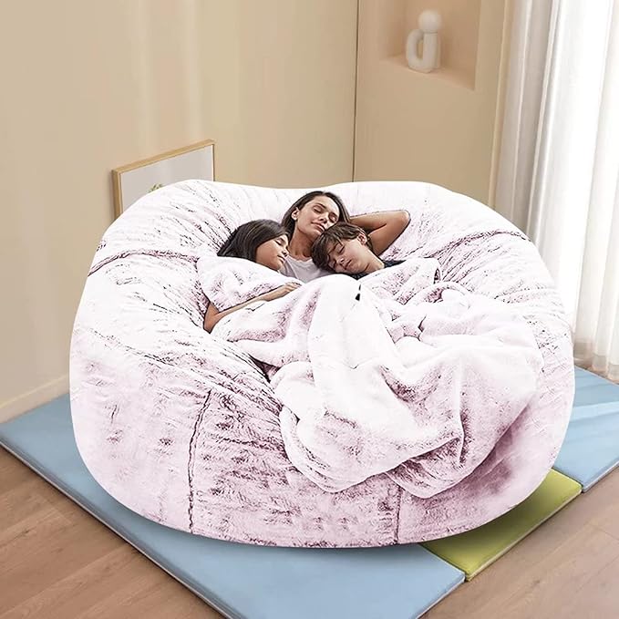 Giant Fur Bean Bag Chair Cover for Kids Adults, Living Room Furniture Big Round - Image 2