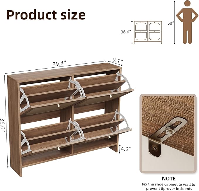 Nicetree Shoe Cabinet Storage for Entryway, Farmhouse Slim Shoe Organizers - Image 2