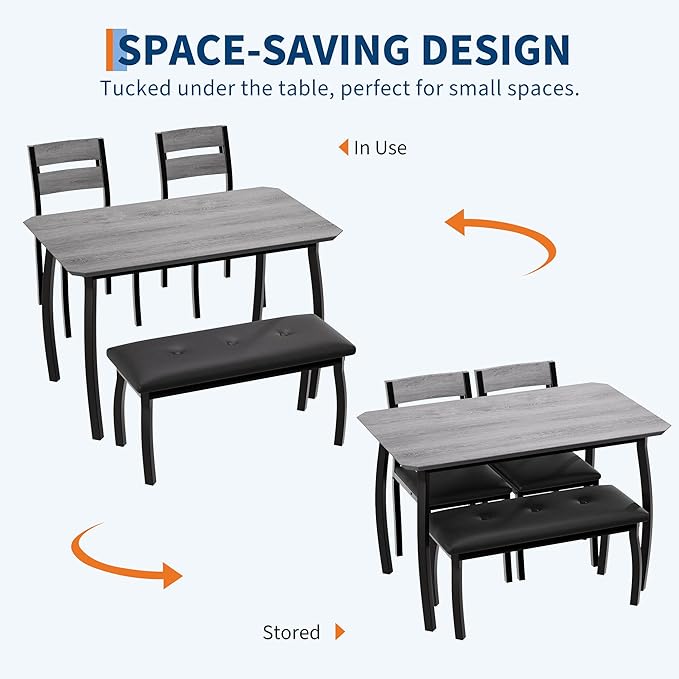 Dining Table Set for 4, Wooden Kitchen Table - Image 3