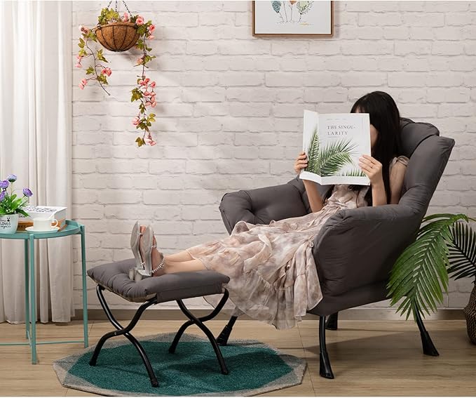 HollyHOME 15" Folding Footrest Stool, Upholstered Small Foldable Ottoman - Image 2