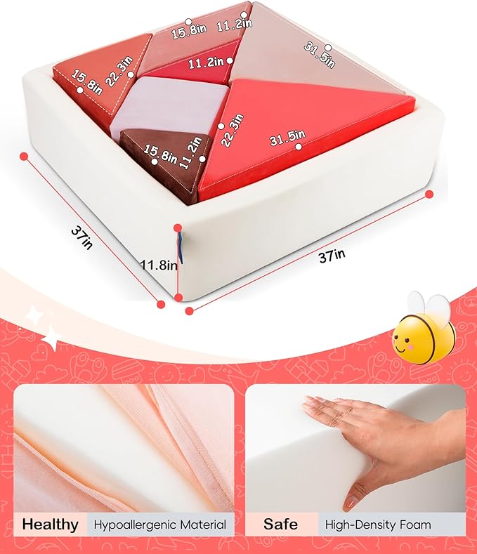 Kids Play Sofa, Tangram Square Puzzles Couch Furniture, Modular Kids Play - Image 2