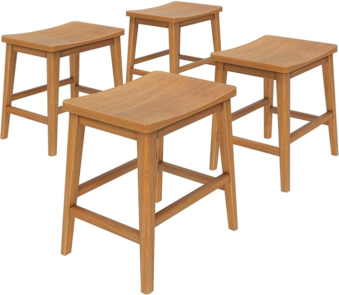 Plank+Beam Smythe Dining Stool, Sturdy Wood Modern Kitchen Stool, Saddle Seat by PlankBeam