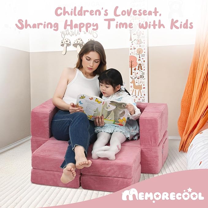 MeMoreCool Modular Kids Couch, Corduroy Play Toddler Couch - Image 4