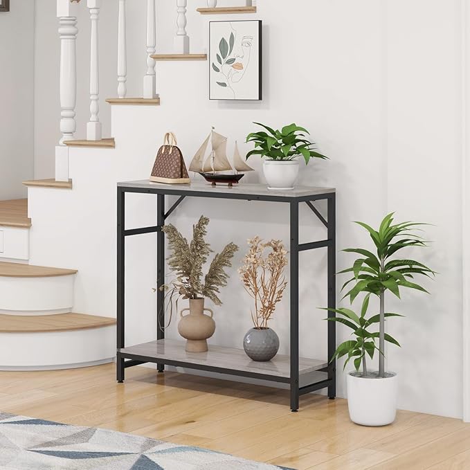 Narrow Console Table, 2 Tier Entryway Table, Thin Sofa Table, Industrial Couch - Image 2