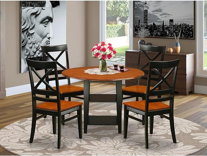 East West Furniture SUQU5-BCH-W 5 Piece Modern Dining Table Set Includes a - Image 6