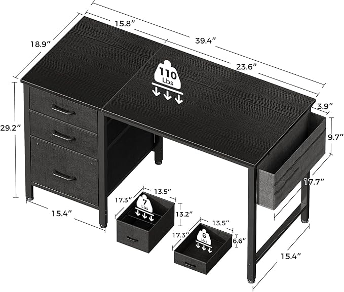Casaottima 40" Small Computer Home Office Desk - Image 3