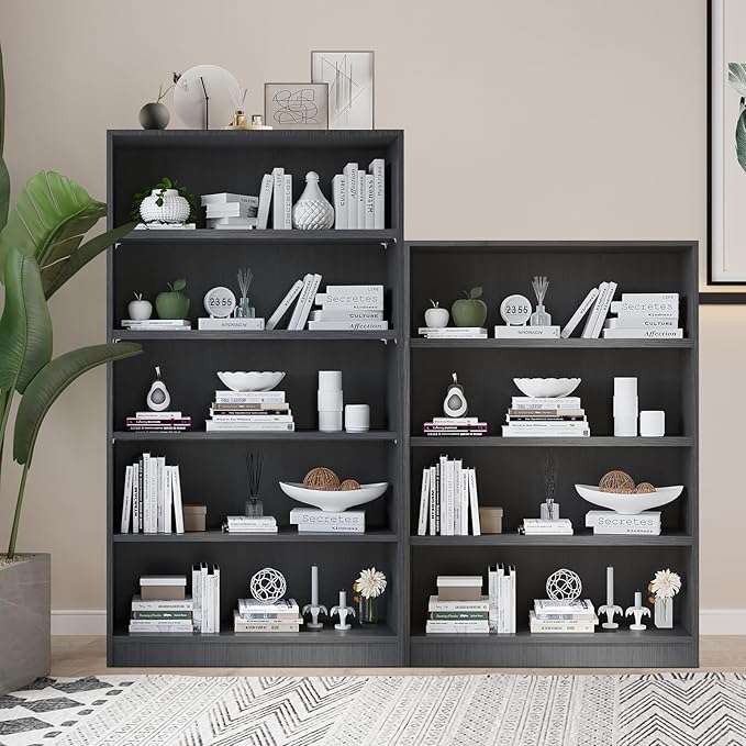 Wooden Bookcase with Adjustable Shelves, 4 Tier Wooden Bookshelf - Image 5