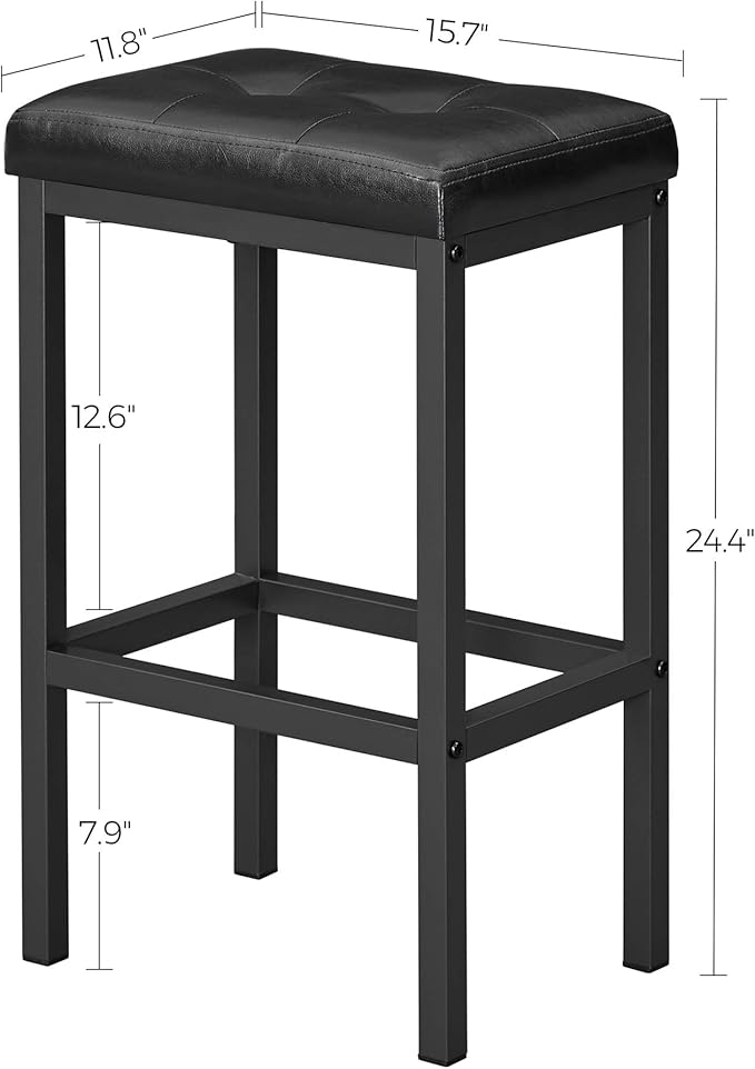 VASAGLE Bar Stools, 15.7 x 11.8 x 24.4 Inches, Simple Assembly, Industrial - Image 3
