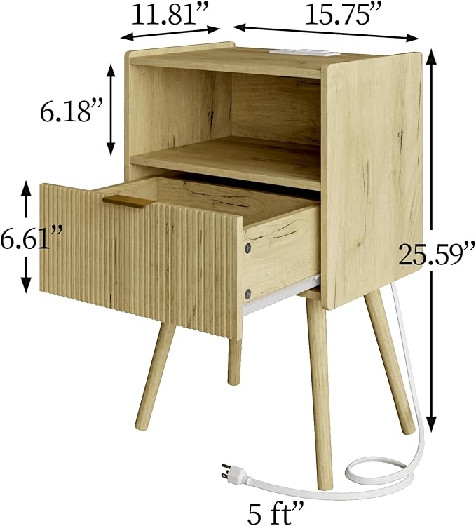 Nightstand, Modern Bedside Table - Image 2