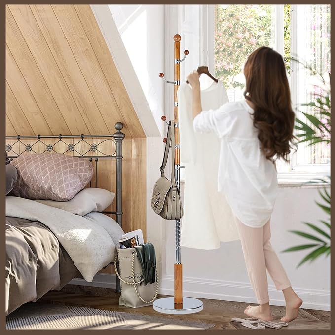 Wooden Coat Rack Freestanding, Vintage Coat Racks - Image 5