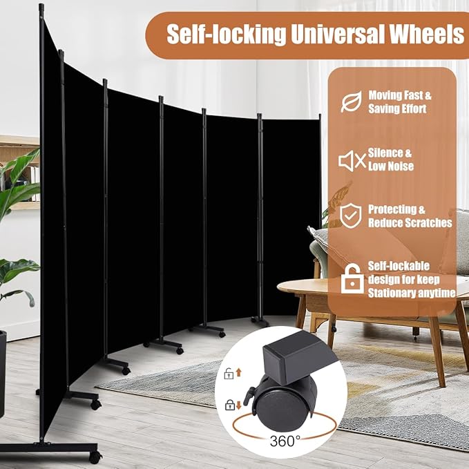 Room Divider Portable 132'' Partition Room Dividers and Folding Privacy Screens - Image 3